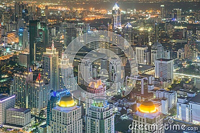 Bangkok Central Business District (CBD) at night, Thailand Stock Photo