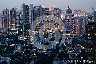 Bangkok city center at night Editorial Stock Photo