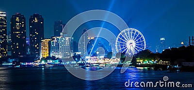 Bangkok City Night Light Stock Photo