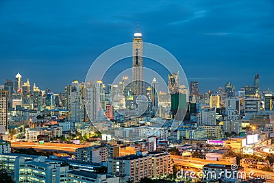 Bangkok city in night view, Thailand Stock Photo