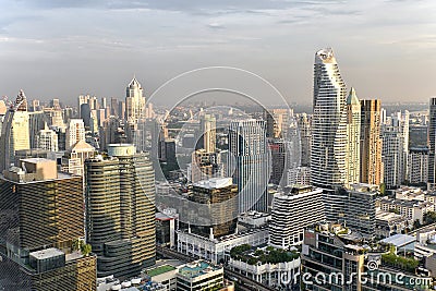 BANGKOK CITY, THAILAND - Urban office building at dawn, High building modern lifestyle. Editorial Stock Photo