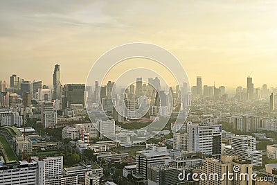BANGKOK CITY, THAILAND - Urban office building, Polluted city full of dust and smog, Air pollution. Editorial Stock Photo