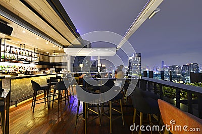 Bangkok city view point from rooftop bar Editorial Stock Photo