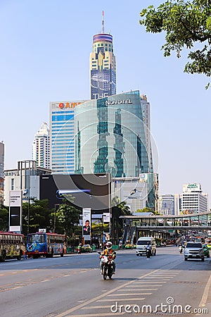 Bangkok city view ratchadamri road. Editorial Stock Photo