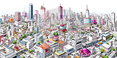 Bangkok in Colors: Basic Illustration Captures the Vibrance of the Cityscape Stock Photo
