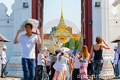 Bangkok Grand Palace. Travelers Editorial Stock Photo