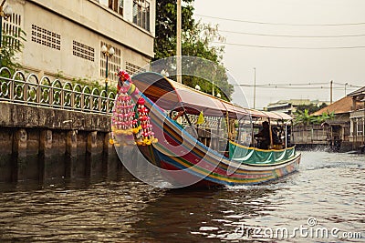 Bangkok Klongs - wooden boat Editorial Stock Photo