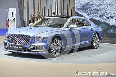 BANGKOK-march 21 Bentley Flying Spur Hybrid in moter show 21 at The44th Bangkok International Motor Show 2023 in Bangkok, Thailand Editorial Stock Photo