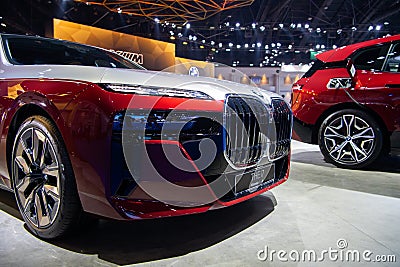 BANGKOK - MARCH 21 : BMW i7 Sedan on display at Bangkok International Motor Show 2023 on March 21, 2023 in Nonthaburi, Thailand Editorial Stock Photo