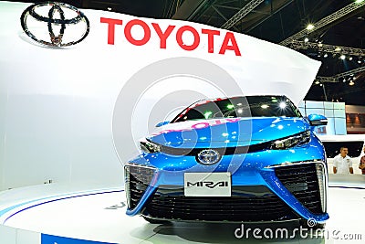 BANGKOK - March 26 : Toyota Mirai, Hydrogen engine Vehicle, on D Editorial Stock Photo