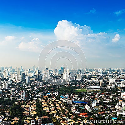 Bangkok Metropolis, aerial view over the biggest city Stock Photo