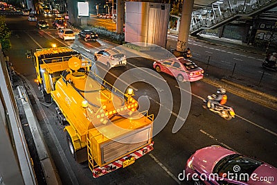 Bangkok Night Traffic Editorial Stock Photo