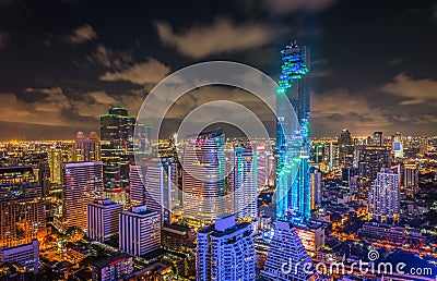 Bangkok night view Mahanakhon is the new highest building in Ban Stock Photo