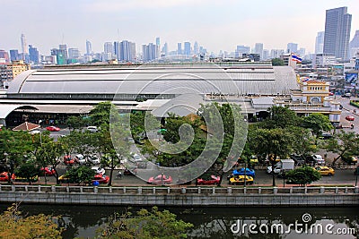 Bangkok panorama and central rail station, Thailand Editorial Stock Photo