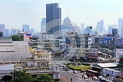 Bangkok panorama and central rail station, Thailand Editorial Stock Photo