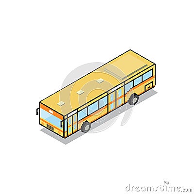 Bangkok public transportation yellow aircondition bus isometric Vector Illustration