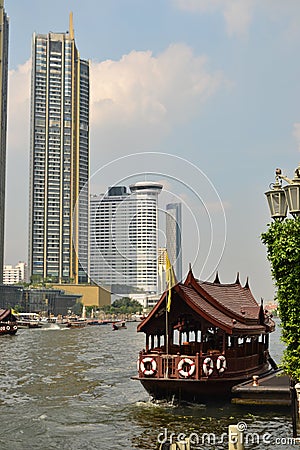 Bangkoks river traffic with hundreds of boats, Thailand Editorial Stock Photo
