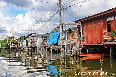 Bangkok's Thonburi side,Thailand on June5,2021:Waterfront and rural atmosphere at Khlong Bang Phrom Editorial Stock Photo