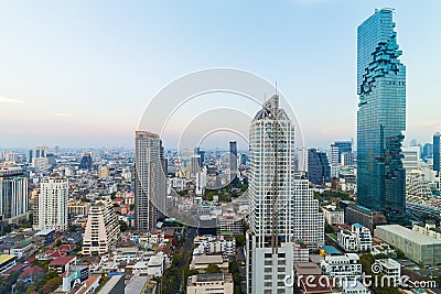 Bangkok skyline Mahanakorn building cityscape sunset Stock Photo