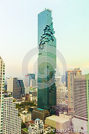 Bangkok skyline Mahanakorn building cityscape sunset Stock Photo