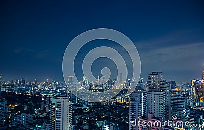 Bangkok skyline at night panorama Stock Photo