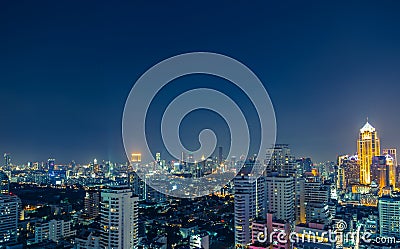 Bangkok skyline at night panorama Stock Photo