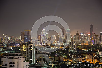 Bangkok skyline at night panorama Stock Photo