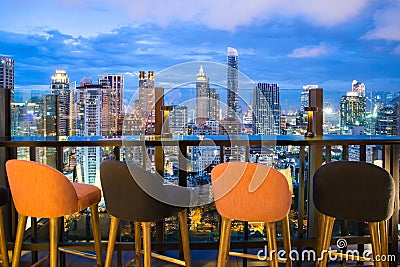 Bangkok skyline view point from rooftop bar in Bangkok, Thailand Stock Photo