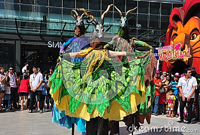 Bangkok, Th: Stiltwalking Antelope Performers Editorial Stock Photo