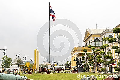 Bangkok,Thailand- April16, 2023: Building of the Ministry of Defense of Thailandâ€‹ It is a European-style building, yellow Editorial Stock Photo