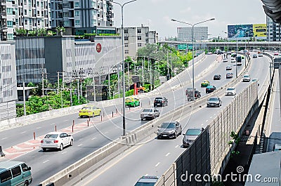 Easy traffic condition on weekend of road to out of town from Bangkok, Car driving on high way road Editorial Stock Photo