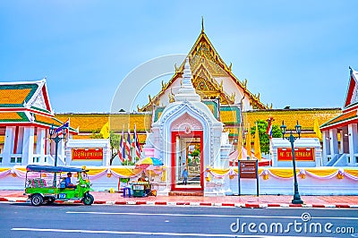 The old buddhist temple in center of Bangkok, Thailand Editorial Stock Photo