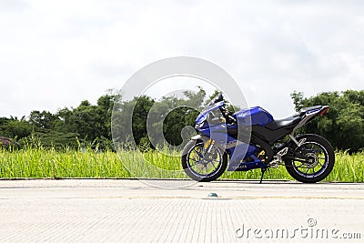 Bangkok,Thailand-August 15,2022 Big Bike Yamaha R15 outdoor park to watch people experience Editorial Stock Photo
