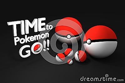 Bangkok,thailand - August 24, 2016 : 3d rendering Illustration of pokeball, a famous game from Pokemon animation Editorial Stock Photo