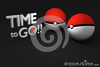 Bangkok,thailand - August 24, 2016 : 3d rendering Illustration of pokeball, a famous game from Pokemon animation Editorial Stock Photo