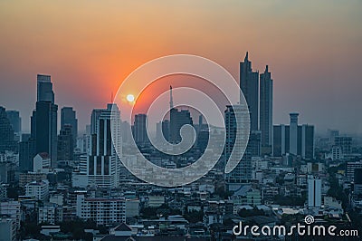 Beauitful sunset with Cityscape or Bangkok city Thailand Editorial Stock Photo