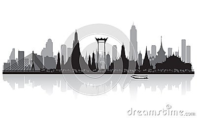 Bangkok Thailand city skyline silhouette Vector Illustration