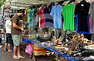 Bangkok, Thailand: Clothes Vendor on Silom Road Editorial Stock Photo