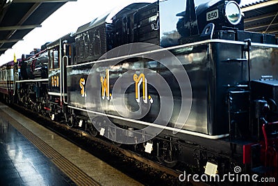 Bangkok,Thailand:December 5, 2018 - Closeup vintage steam train Editorial Stock Photo