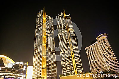 Bangkok, Thailand - December 25, 2019: Nighttime scenes along the Chao Phraya River in Bangkok Editorial Stock Photo