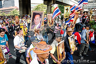 BANGKOK,Thailand - December 9,2013 : A protester joins an anti-government. Editorial Stock Photo