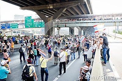 BANGKOK,Thailand - December 9,2013 : A protester joins an anti-government. Editorial Stock Photo