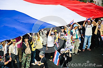 BANGKOK,Thailand - December 9,2013 : A protester joins an anti-government. Editorial Stock Photo