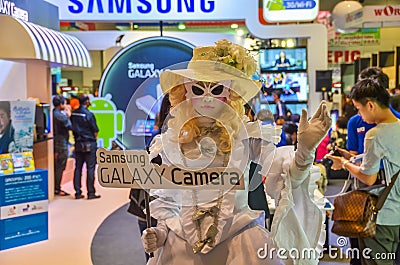 Samsung girl mascot to promote Samsung Galaxy came Editorial Stock Photo