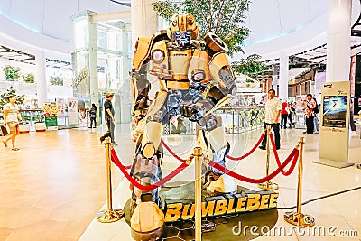 Transformers Autobot Bumblebee promoting feature film movie at the theater Editorial Stock Photo