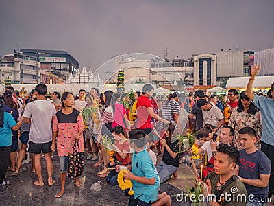 Unacquainted People visit `King taksin Festival` at Wongwianyai bangkok city Thailand Editorial Stock Photo