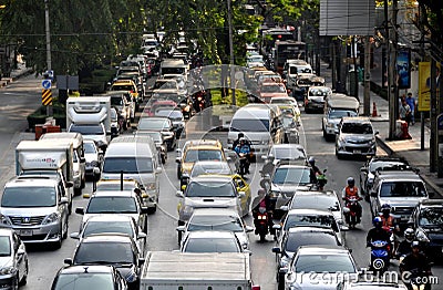 Bangkok, Thailand: Evening Rush Hour Traffic Editorial Stock Photo