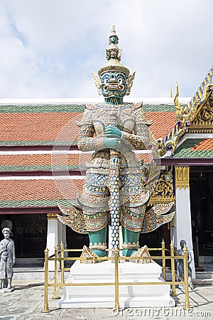 Giant Demon guardian statue located in Grand Palace ,Bangkok Editorial Stock Photo