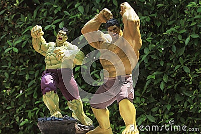 Close up shot of Hulk in AVENGERS superheros figure in action Editorial Stock Photo