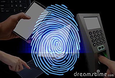 Fingerprint scan provides security access with biometrics identi Editorial Stock Photo